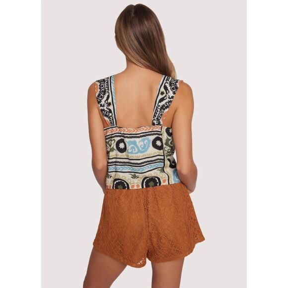 Lost + Wander Oracle Top Womens Large Black Multi Boho Tank - Picture 4 of 9